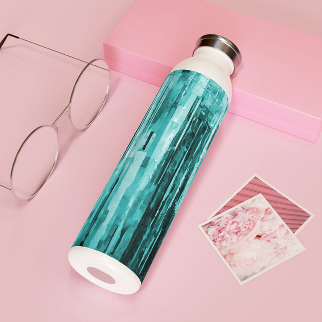 Striped Tif Slim Water Bottle, 20 oz White