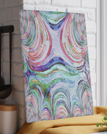Uzi Spiral Pastels 11" x 15" Glass Cutting Board