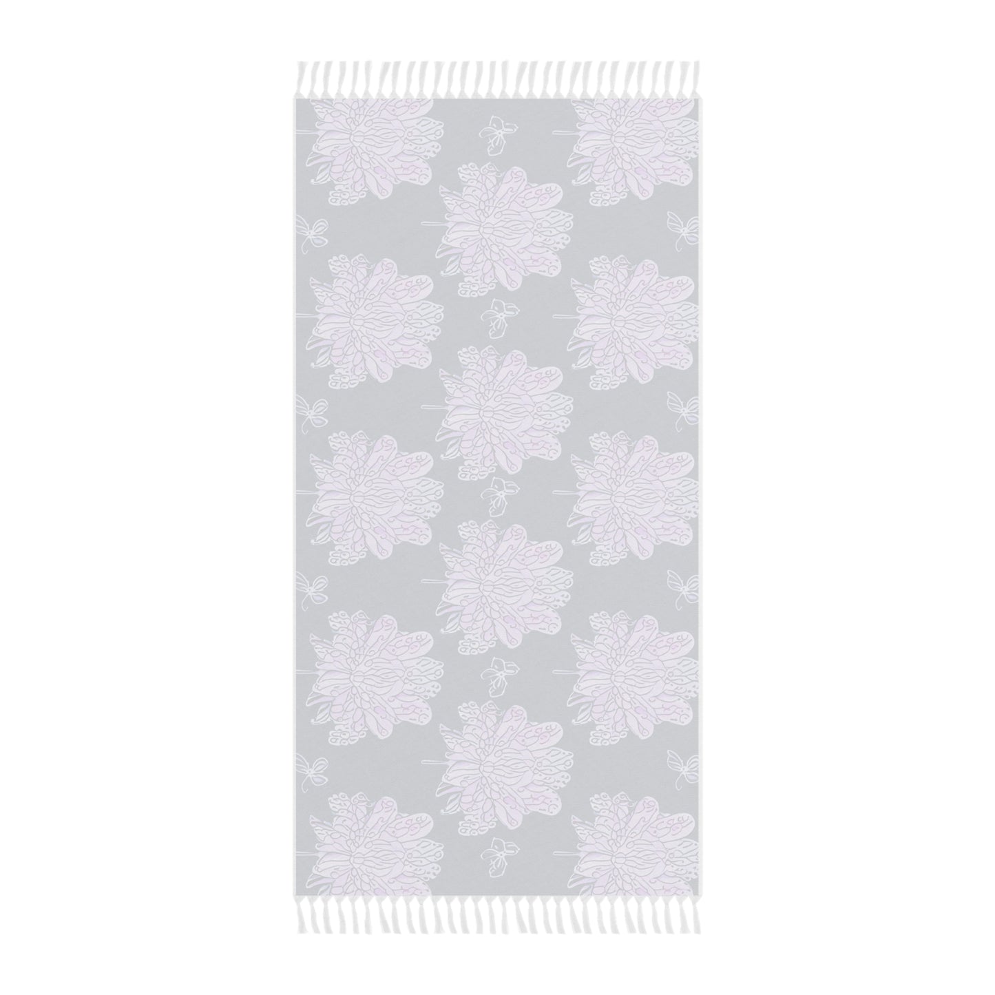 Purple White Floral Butterflies 38" × 81" Boho Beach Cloth