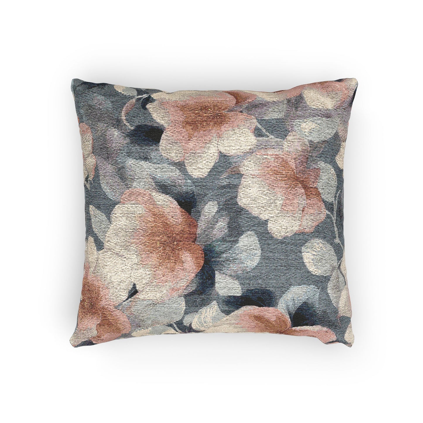 Red White Florals Woven Pillow, 17" x 18"