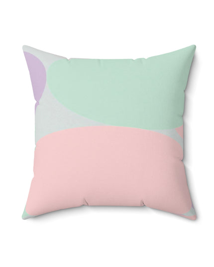 Pastel Peach and Soft Green Patches 18" x 18" Faux Suede Square Pillow