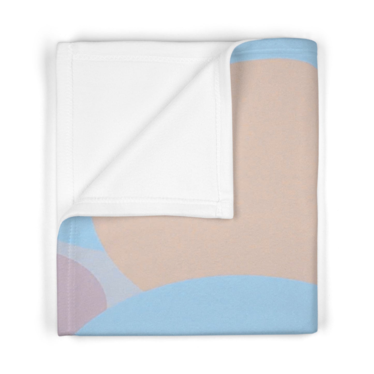 Pastel Baby Blue and Peach Patches Soft Fleece Baby Blanket, 30" x 40"
