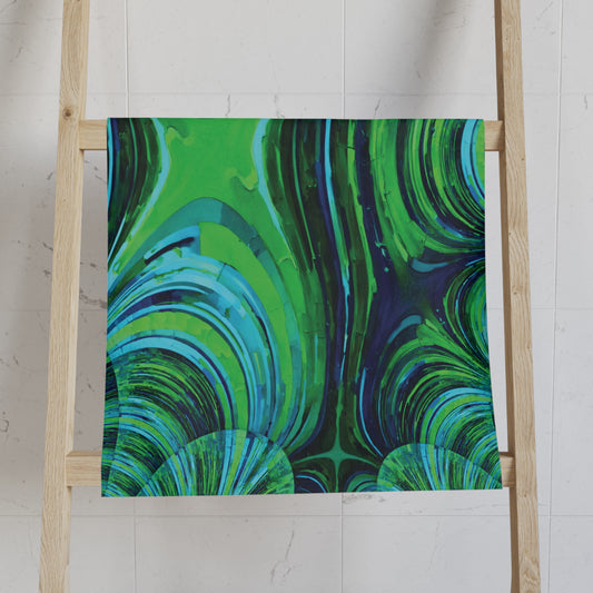 Uzi Spiral Blue Green Hand Towel, 16" x 28"