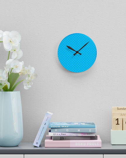 Blue Green Star-crossed Bodies Acrylic Round Wall Clock, 8" x 8"