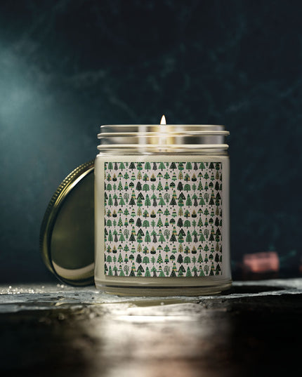 Mini Vintage Green Trees Scented Candles, Coconut Apricot Wax (9oz)