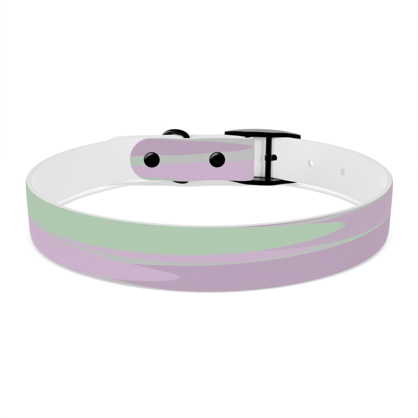 Pastel Lavender Purple and Soft Green Patches Large Dog Collar
