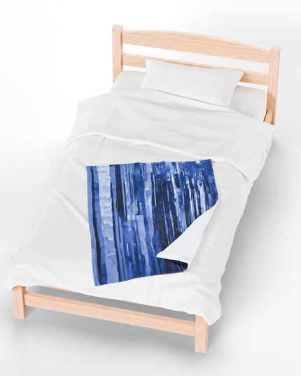 Striped Deep Blue Velveteen Plush Blanket, 30" x 40"