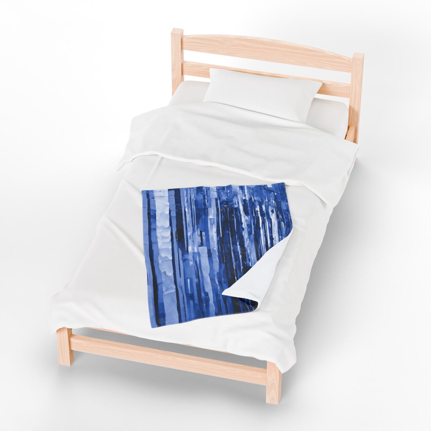 Striped Deep Blue Velveteen Plush Blanket, 30" x 40"