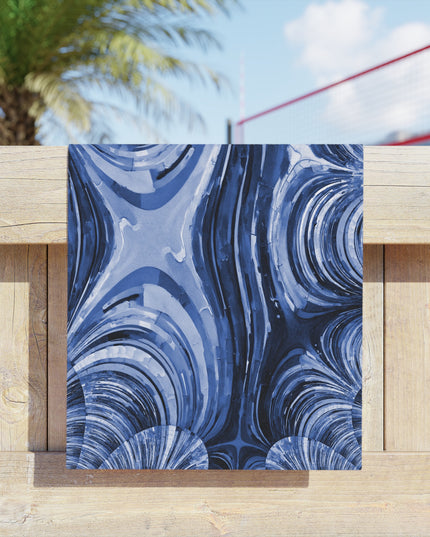 Uzi Spiral Deep Blue Beach Towel, 18" x 27"