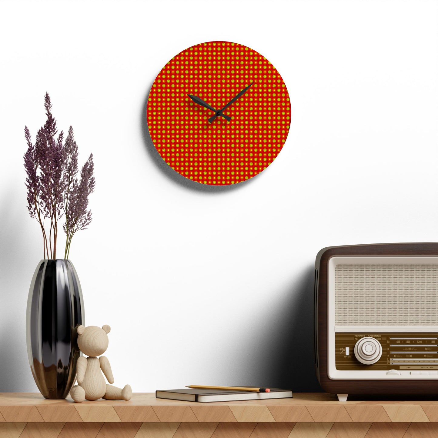 Late Evening Star-crossed Bodies Acrylic Wall Clock, Round or Square, 10.75" x 10.75"