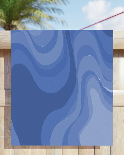Deep Blue Wavey Beach Towel, 30" x 60"