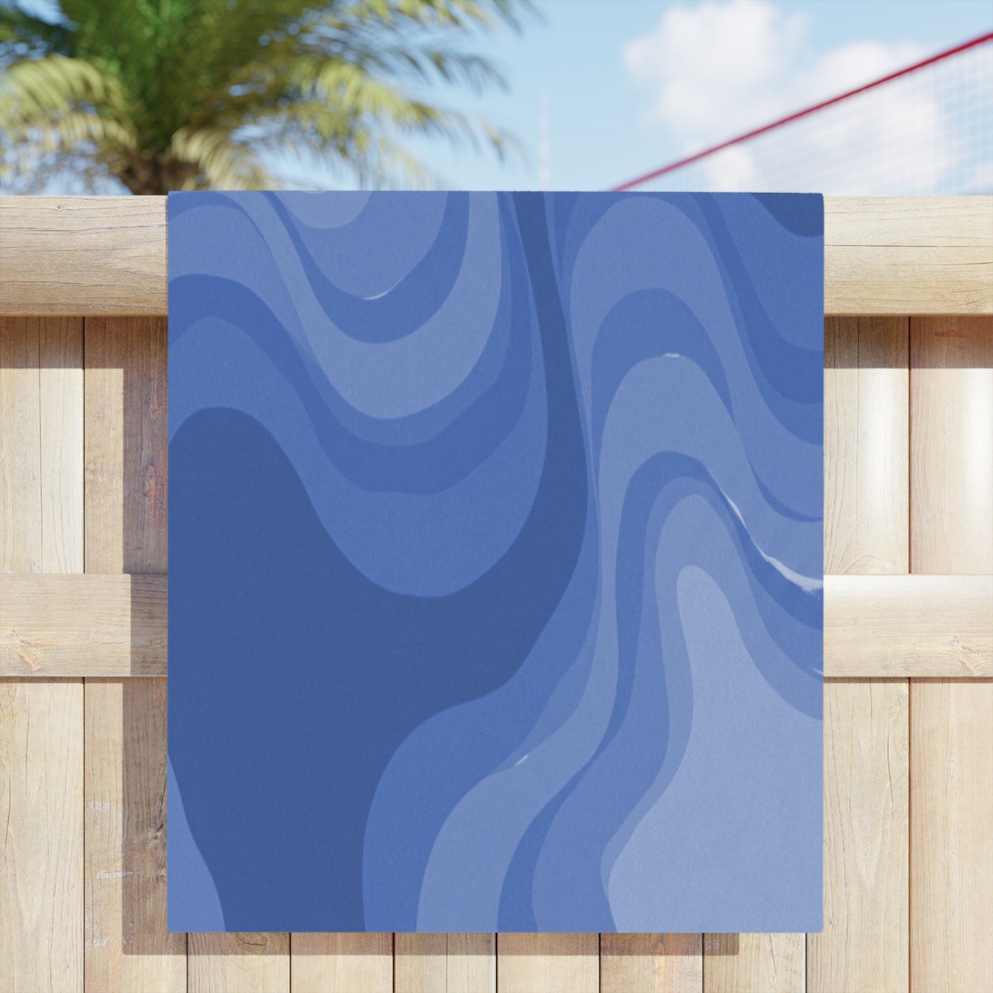 Deep Blue Wavey Beach Towel, 30" x 60"