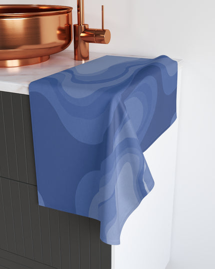 Deep Blue Wavey Hand Towel, 16" x 28"