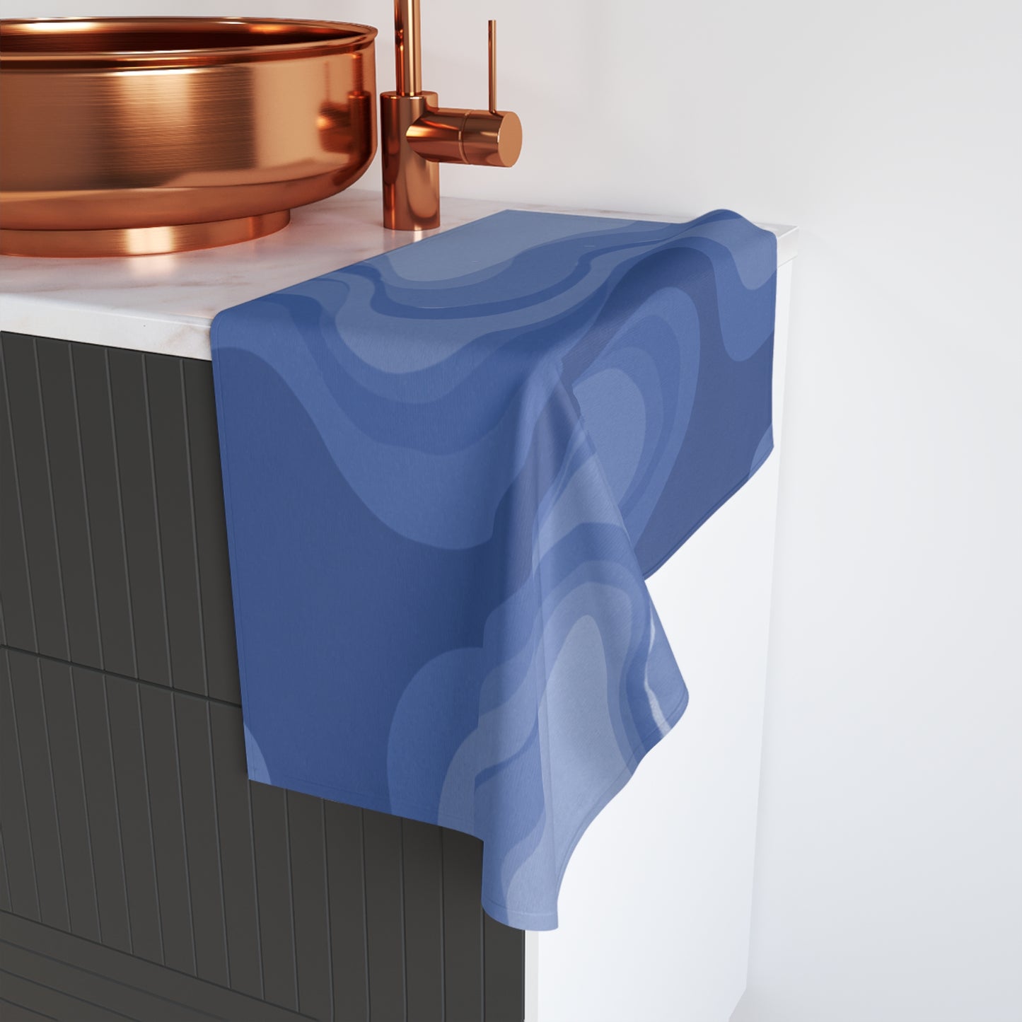 Deep Blue Wavey Hand Towel, 16" x 28"