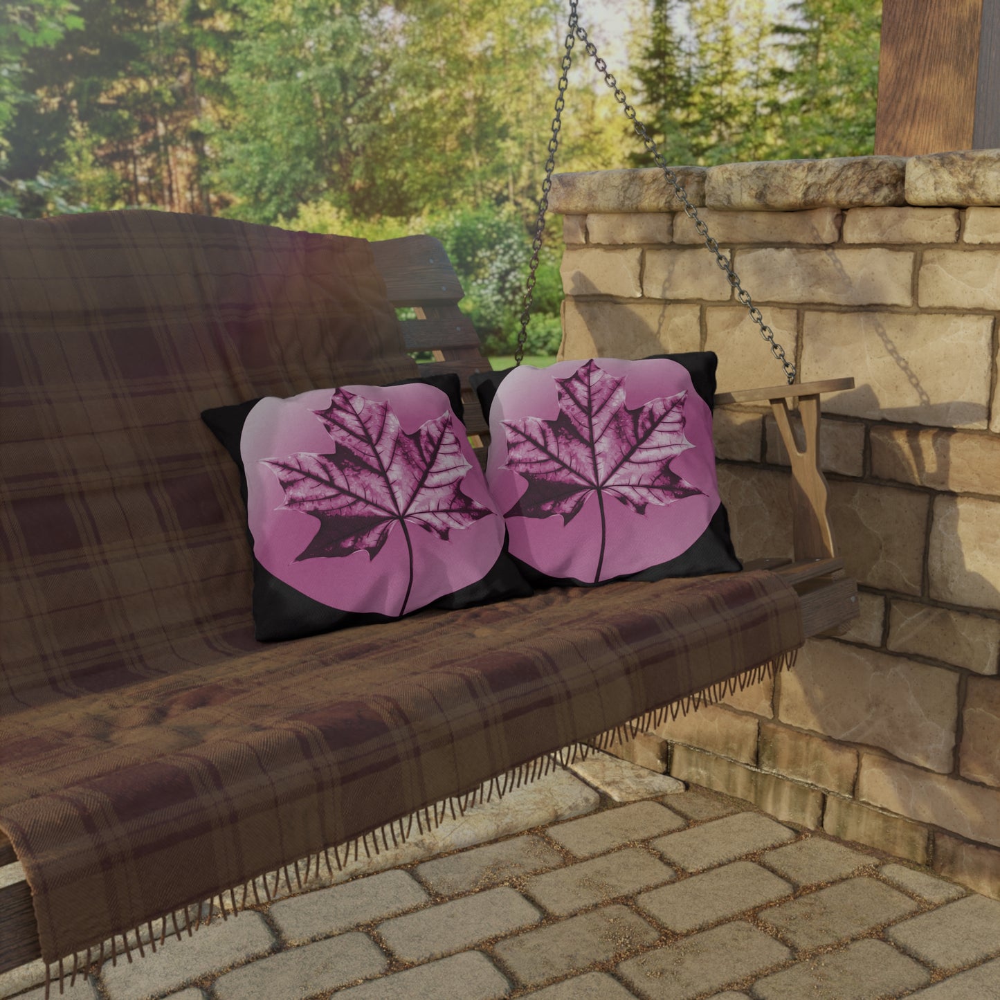 Magenta Maple Leaf 16" x 16" Outdoor Pillow