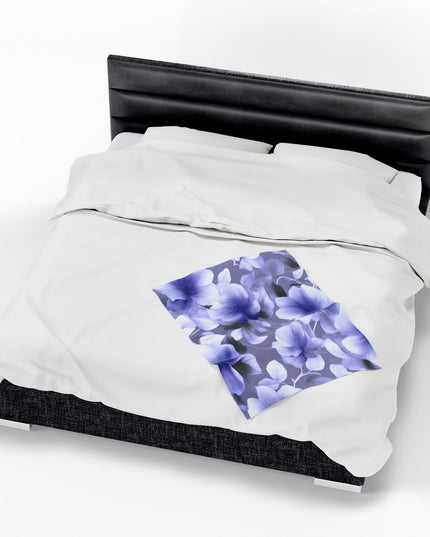 Indigo Blossom Floral Bunch Velveteen Plush Blanket, 30" x 40"