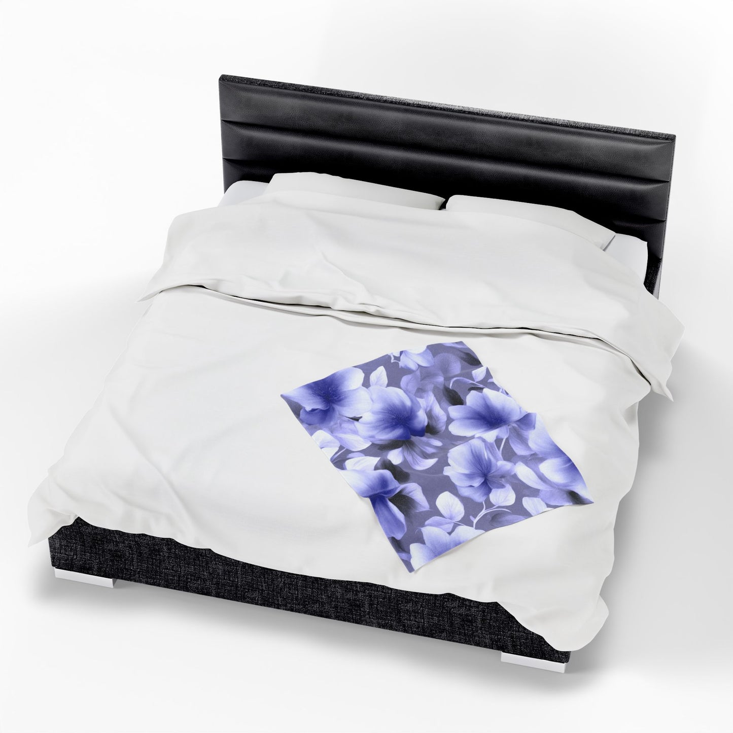 Indigo Blossom Floral Bunch Velveteen Plush Blanket, 30" x 40"