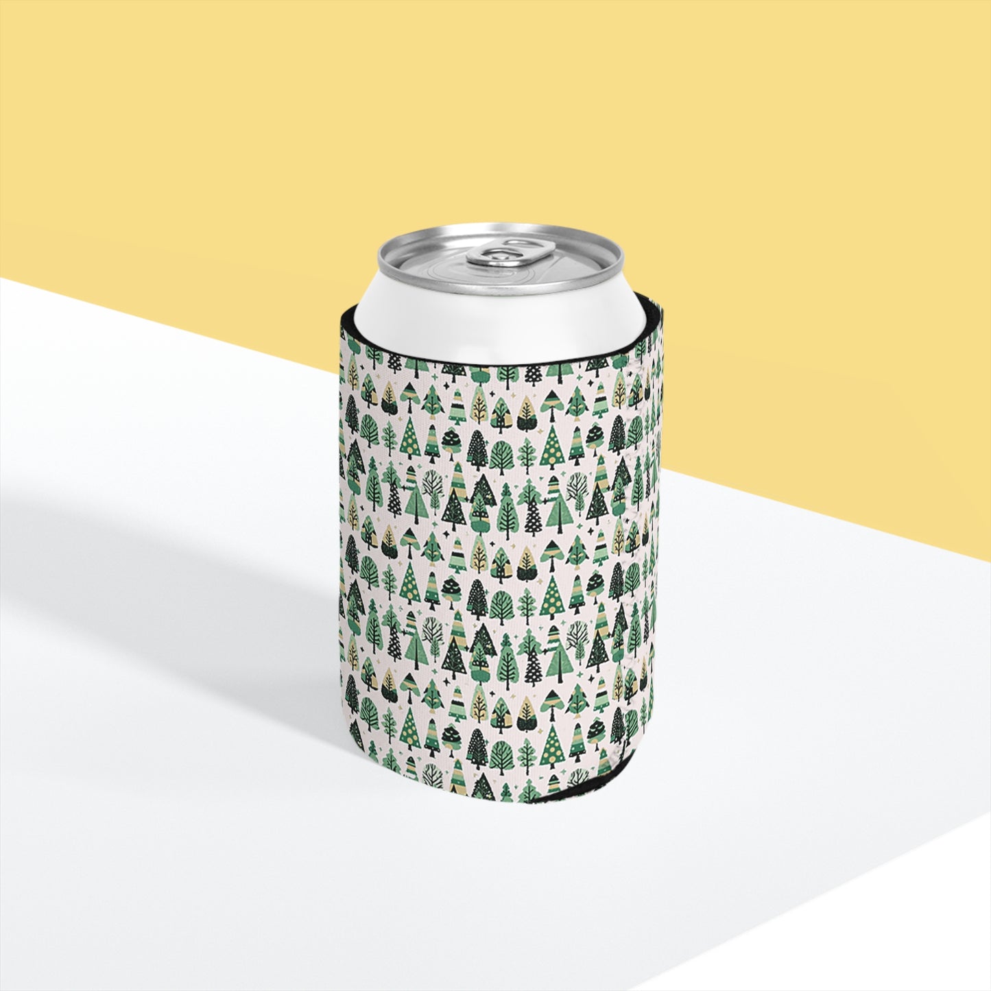 Mini Vintage Green Trees 12 oz Can Cooler Sleeve