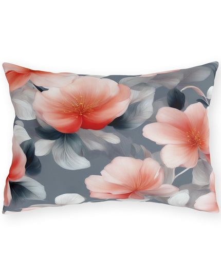 Red Blossom Floral Bunch Outdoor Pillow, 20" x 14"