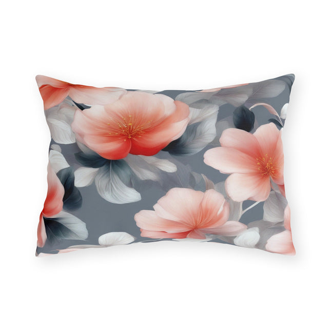 Red Blossom Floral Bunch Outdoor Pillow, 20" x 14"