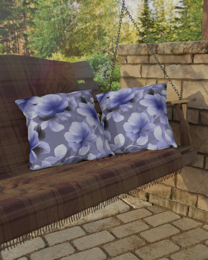 Indigo Blossom Floral Bunch 18" x 18" Outdoor Pillow