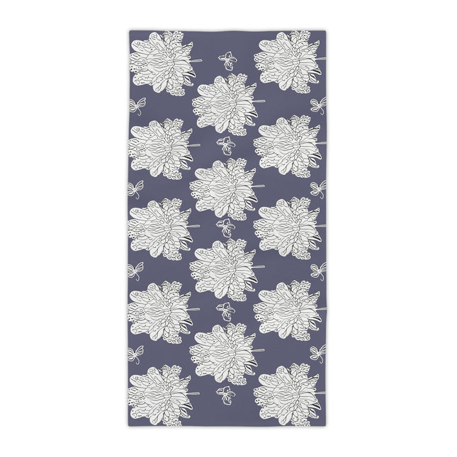 White Floral Butterflies Beach Towel, 30" x 60"