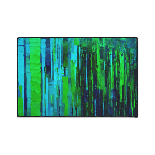 Striped Blue Green 24" x 36" Heavy Duty Floor Mat