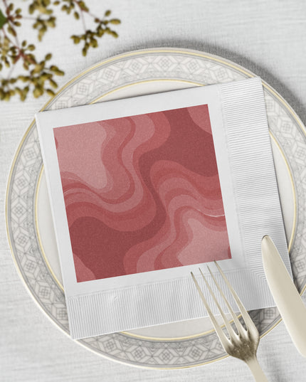 Power Red Wavey White Coined Napkins, 6.5" x 6.5"