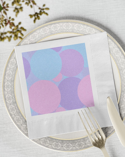 Pastel Purple and Mauve Patches White Coined Napkins, 6.5" x 6.5"