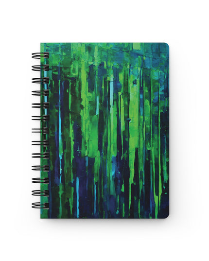 Striped Blue Green Spiral Bound Journal, 5" x 7" 150 pages