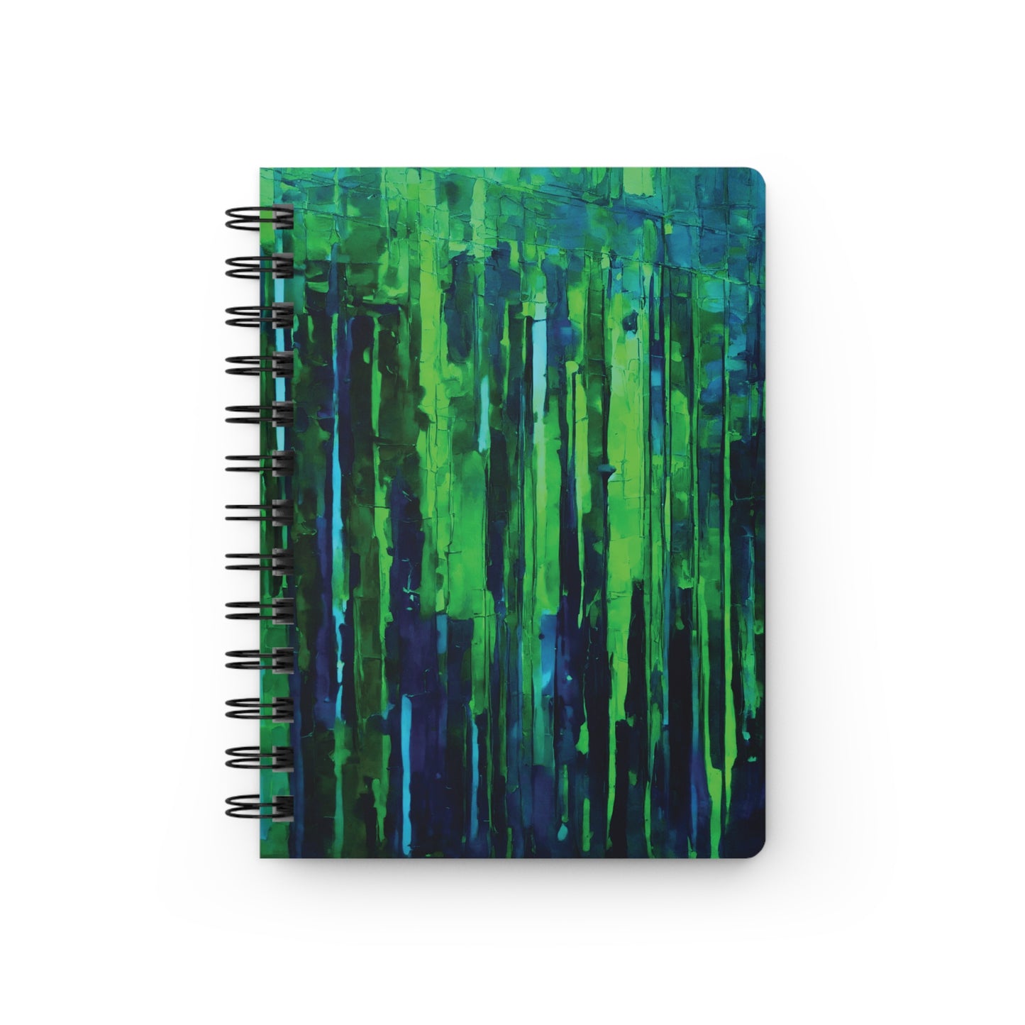 Striped Blue Green Spiral Bound Journal, 5" x 7" 150 pages
