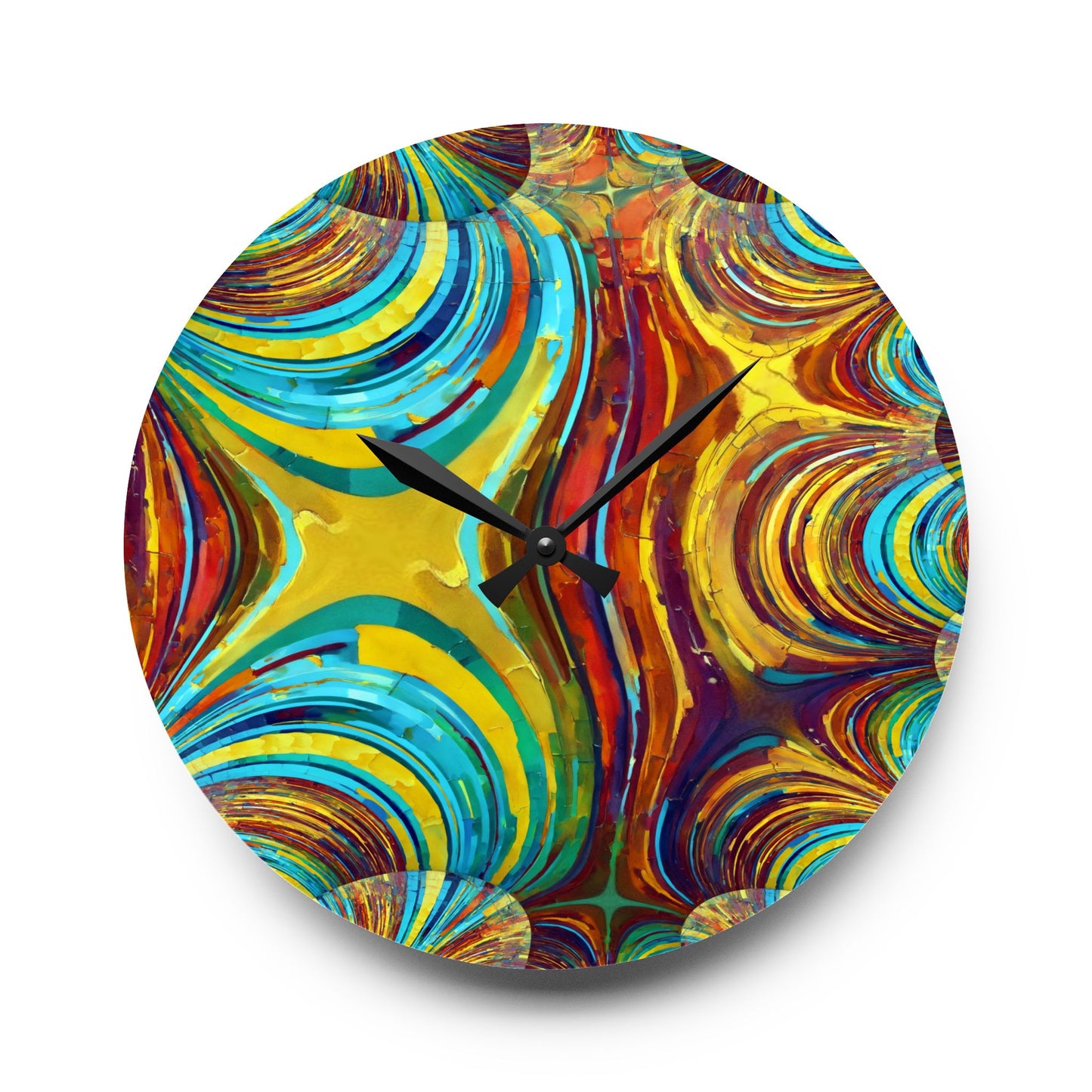 Uzi Spiral Alpha Acrylic Wall Clock, Round or Square, 10.75" x 10.75"