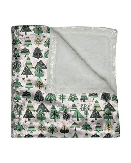 Mini Vintage Green Trees 50" x 60" Crushed Velvet Blanket