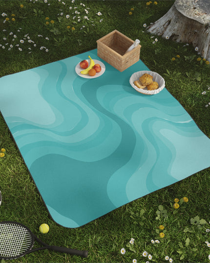 Tif Green Wavey 61" × 51" Picnic Blanket