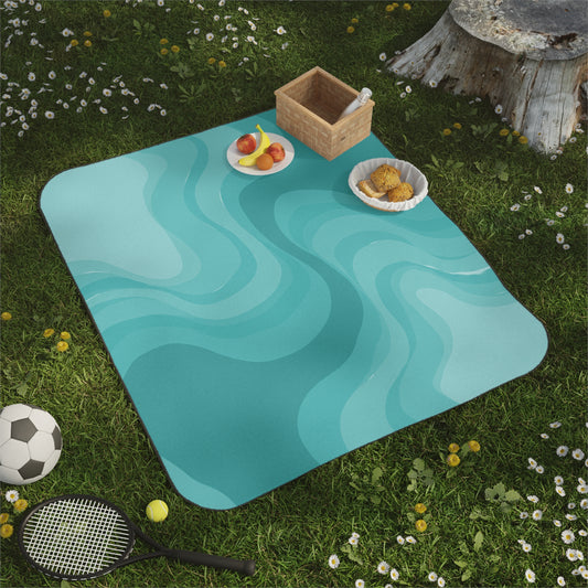 Tif Green Wavey 61" × 51" Picnic Blanket