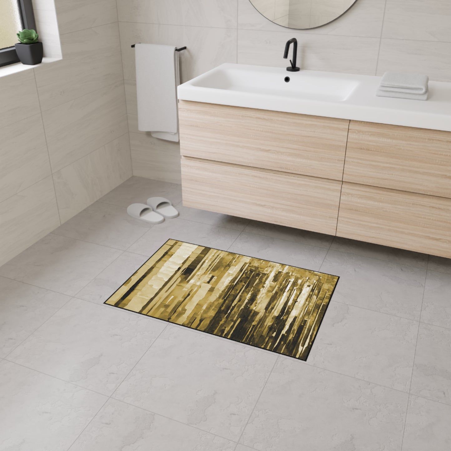 Striped Light Brown 24" x 36" Heavy Duty Floor Mat