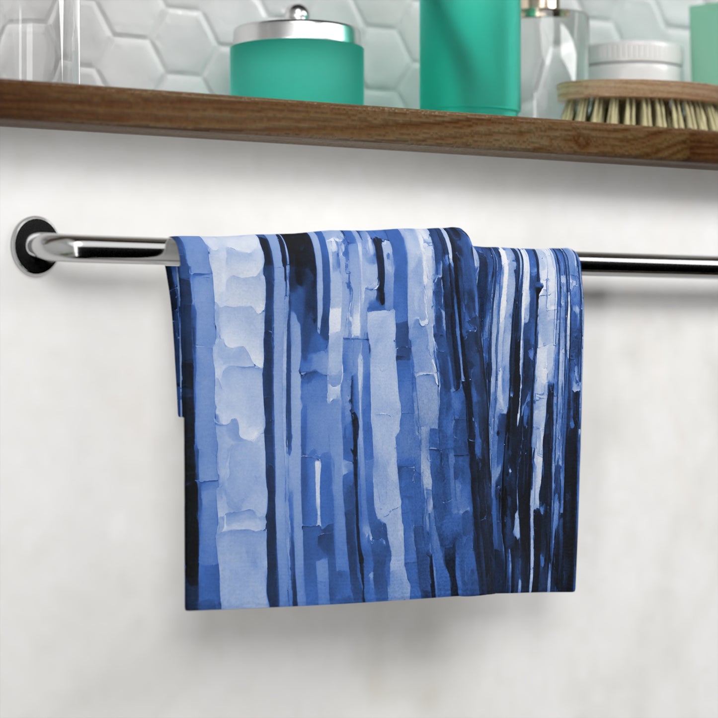 Striped Deep Blue Towel, 13" x 13"