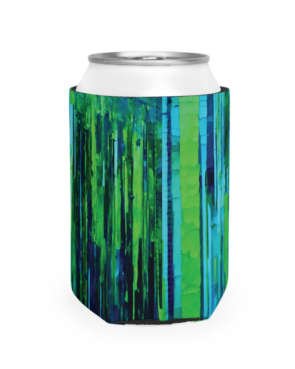Striped Blue Green 12 oz Can Cooler Sleeve