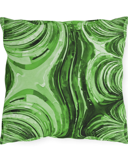 Uzi Spiral Mint Pastel Outdoor Pillow, 16" x 16"