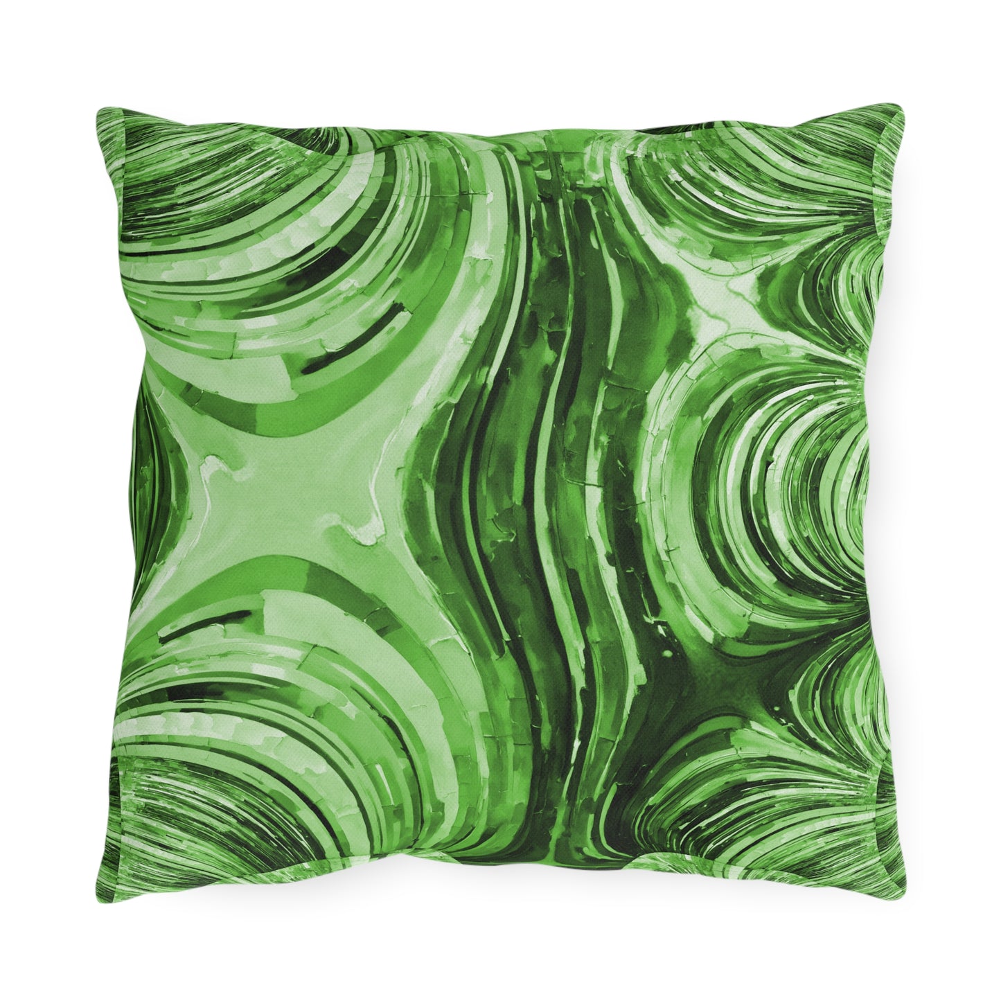 Uzi Spiral Mint Pastel Outdoor Pillow, 16" x 16"