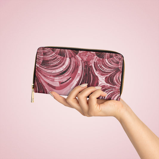 Uzi Spiral Ruby Elegant Abstract Zipper Wallet - Stylish & Functional Accessory for Everyday Use