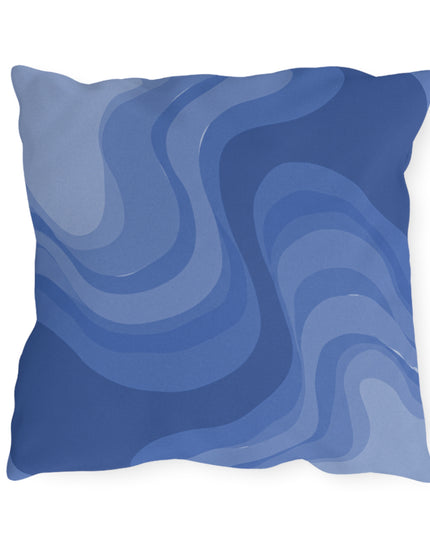 Deep Blue Wavey 18" x 18" Outdoor Pillow