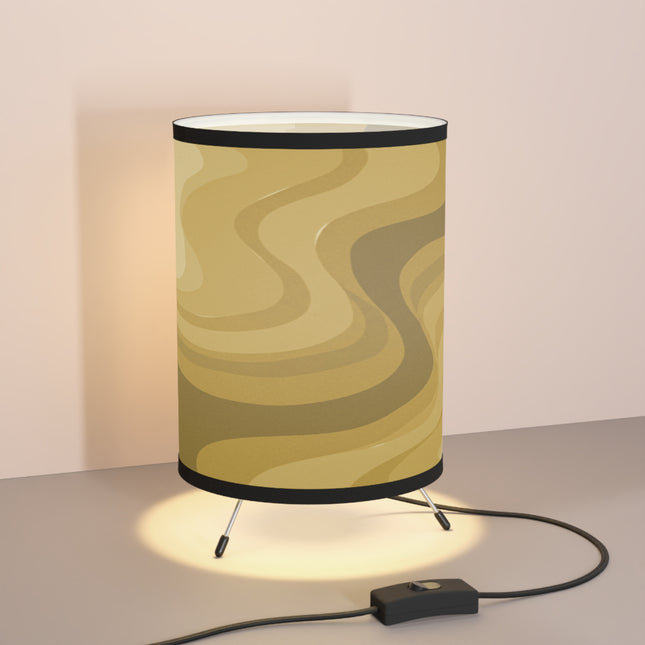 Brown Wavey Tripod Lamp with High-Res Printed Shade, US\CA plug