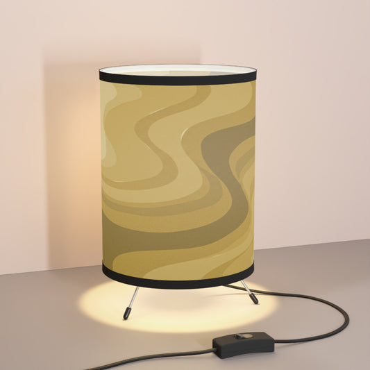 Brown Wavey Tripod Lamp with High-Res Printed Shade, US\CA plug