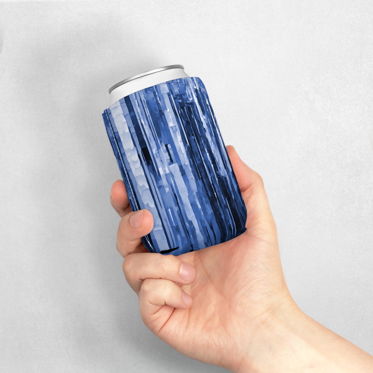 Striped Deep Blue 12 oz Can Cooler Sleeve