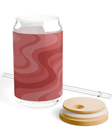 Power Red Wavey Sipper Glass, 16oz