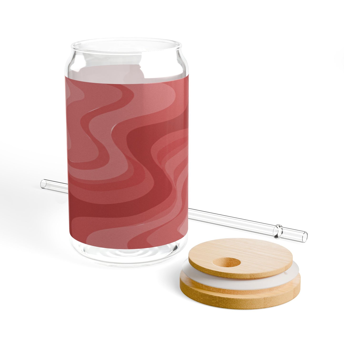 Power Red Wavey Sipper Glass, 16oz