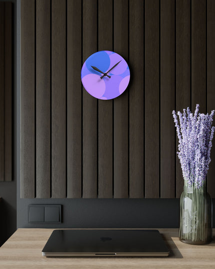 Pastel Purple Family Patches Acrylic Round Wall Clock, 8" x 8"
