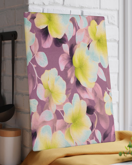 Lemon Blossom Floral Bunch Glass Cutting Board, 11" x 15"