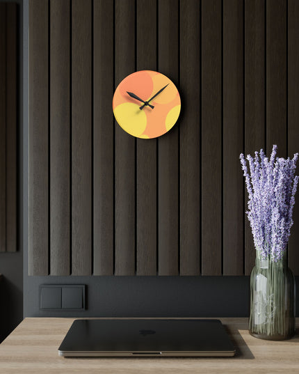 Pastel Bright Oranges Patches Acrylic Round Wall Clock, 8" x 8"